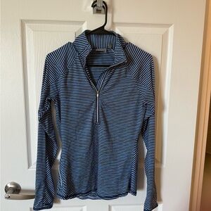 Athleta Navy and White Striped Top